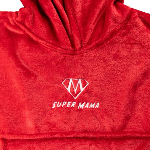 Bluzair SUPER MAMA - Bluza koc - Czerwony - prezent dla mamy - dzień mamy Bluzair SUPER MAMA - Bluza koc - Czerwony - prezent dla mamy - dzień mamy