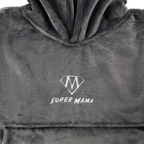 Bluzair SUPER MAMA - Bluza koc - Szary - prezent dla mamy - dzień mamy Bluzair SUPER MAMA - Bluza koc - Szary - prezent dla mamy - dzień mamy