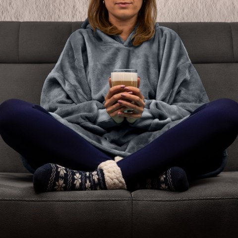 Bluzair SUPER MAMA - Bluza koc - Szary - prezent dla mamy - dzień mamy Bluzair SUPER MAMA - Bluza koc - Szary - prezent dla mamy - dzień mamy