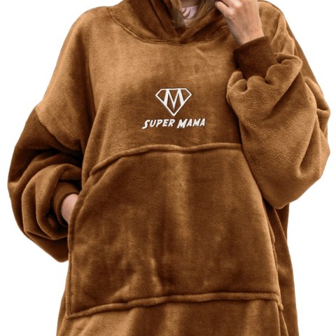 Bluzair SUPER MAMA - Bluza koc - Toffee - prezent dla mamy - dzień mamy Bluzair SUPER MAMA - Bluza koc - Toffee - prezent dla mamy - dzień mamy