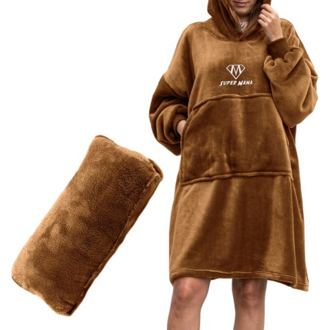 Bluzair SUPER MAMA - Bluza koc - Toffee - prezent dla mamy - dzień mamy Bluzair SUPER MAMA - Bluza koc - Toffee - prezent dla mamy - dzień mamy
