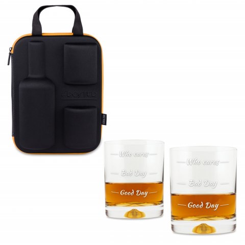 Etui na whisky + 2 szklanki z nadrukiem chłopaka Etui na whisky + 2 szklanki z nadrukiem chłopaka