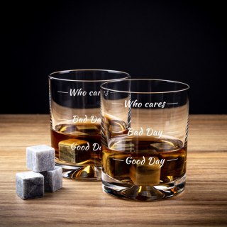Zestaw Whisky Who cares szklanki kostki do drinków