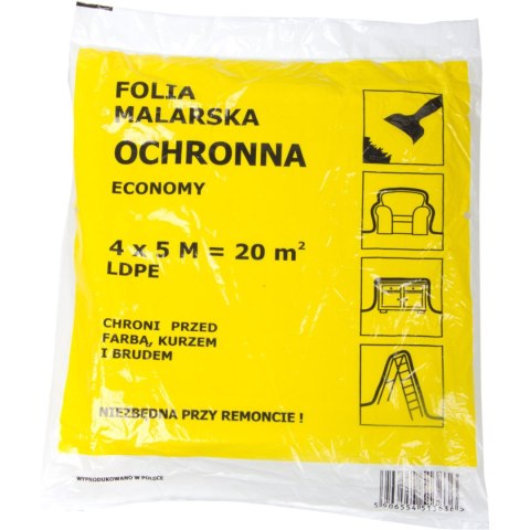 Folia malarska hdpe 4*5m, cienka (grubość: ok.7 mikro-m) Folia malarska hdpe 4*5m, cienka (grubość: ok.7 mikro-m)