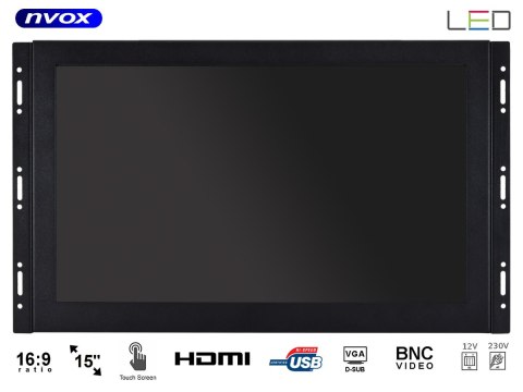 Monitor dotykowy open frame led 15cali fhd vga hdmi bnc usb 12v 230v Monitor dotykowy open frame led 15cali fhd vga hdmi bnc usb 12v 230v