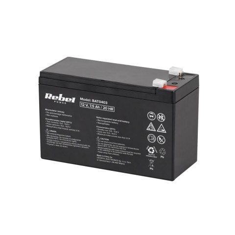 Akumulator żelowy Rebel 12V 7,5Ah Akumulator żelowy Rebel 12V 7,5Ah