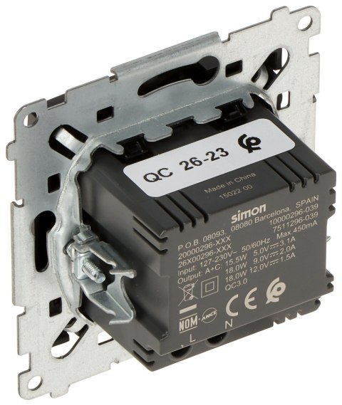 GNIAZDO ŁADOWANIA DEC2CA.01/49-SIMON54 Premium USB 5 V DC / 3.1 A GNIAZDO ŁADOWANIA DEC2CA.01/49-SIMON54 Premium USB 5 V DC / 3.1 A