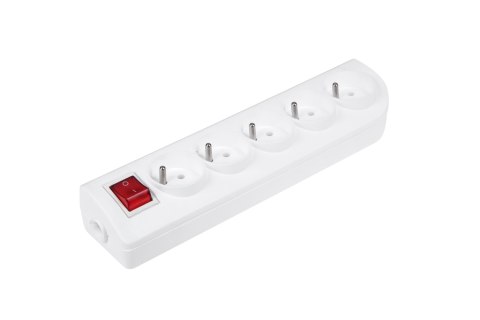 Gniazdo przedłużacza x 5 z uziemieniem i wyłącznikiem białe GN-50W Gniazdo przedłużacza x 5 z uziemieniem i wyłącznikiem białe GN-50W