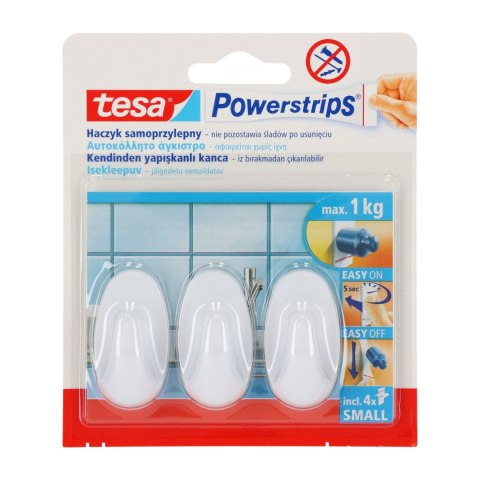 Haczyki samoprzylep.powerstrips 3 szt.owalne małe,białe Haczyki samoprzylep.powerstrips 3 szt.owalne małe,białe