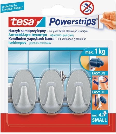 Haczyki samoprzylep.powerstrips 3 szt.owalne małe,białe Haczyki samoprzylep.powerstrips 3 szt.owalne małe,białe