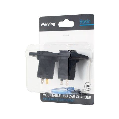 Ładowarka samochodowa 2xUSB 3100 mA + gniazdo zapalniczki do montażu Ładowarka samochodowa 2xUSB 3100 mA + gniazdo zapalniczki do montażu