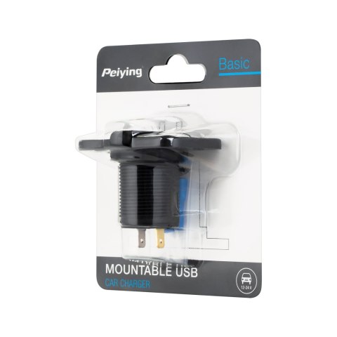 Ładowarka samochodowa 2xUSB do montażu 3100 mA Homologacja E24 Ładowarka samochodowa 2xUSB do montażu 3100 mA Homologacja E24