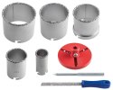 Otwornice wolframowe 32-83 mm, zestaw 5 szt. + pilnik