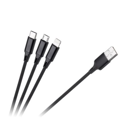 Kabel USB 3w1 microUSB, USB typu C, Lightning 100 cm Kabel USB 3w1 microUSB, USB typu C, Lightning 100 cm