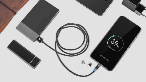 Kabel USB magnetyczny 3w1 microUSB, USB typu C, Lightning 100 cm czarny Kabel USB magnetyczny 3w1 microUSB, USB typu C, Lightning 100 cm czarny