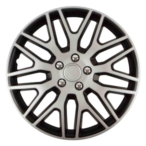 Kołpak samochodowy czarno srebrny ze śrubami chrom dakar nc 15" cali Kołpak samochodowy czarno srebrny ze śrubami chrom dakar nc 15" cali