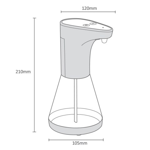 Automatyczny dozownik Promedix, pojemnik dyspenser do płynnych mydeł, płynów dezynfekujących, 480ml, 4xAA PR-530 Automatyczny dozownik Promedix, pojemnik dyspenser do płynnych mydeł, płynów dezynfekujących, 480ml, 4xAA PR-530