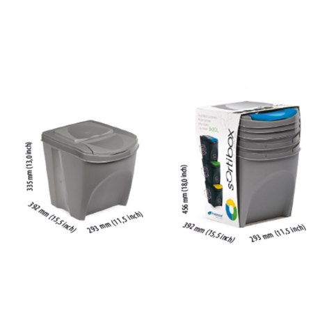 Zestaw koszy do segregacji Sortibox 3x25L szary Zestaw koszy do segregacji Sortibox 3x25L szary