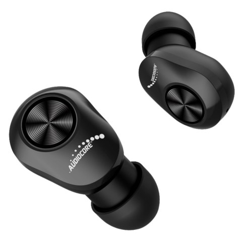 Douszne słuchawki TWS BT 5.1 Audiocore z bazą do ładowania 300mAh, słuchawki 30mAh, czarne AC580 Douszne słuchawki TWS BT 5.1 Audiocore z bazą do ładowania 300mAh, słuchawki 30mAh, czarne AC580