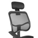 Siatkowe ergonomiczne krzesło biurowe Ergo Office, z wysokim oparciem, regulowany zagłówek, max 150kg, ER-413
