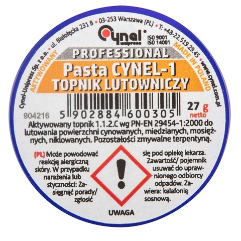 Topnik do lutowania miękkiego 27 g Topnik do lutowania miękkiego 27 g