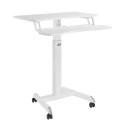 Mobilna stacja robocza z regulacją wysokości i podwójną platformą Ergo Office, do pracy w pozycji stojącej, biała max. 8kg, max