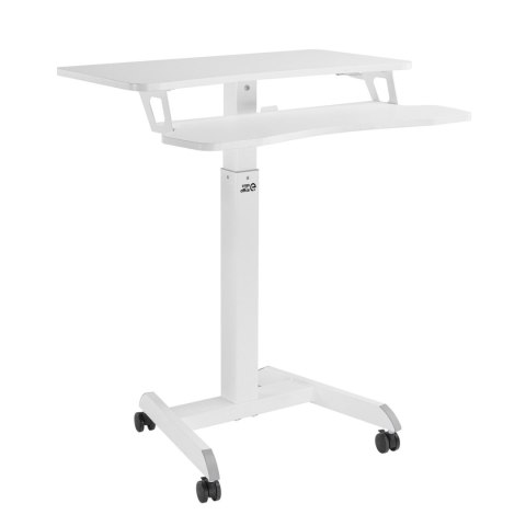 Mobilna stacja robocza z regulacją wysokości i podwójną platformą Ergo Office, do pracy w pozycji stojącej, biała max. 8kg, max Mobilna stacja robocza z regulacją wysokości i podwójną platformą Ergo Office, do pracy w pozycji stojącej, biała max. 8kg, max
