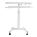 Mobilna stacja robocza z regulacją wysokości i podwójną platformą Ergo Office, do pracy w pozycji stojącej, biała max. 8kg, max