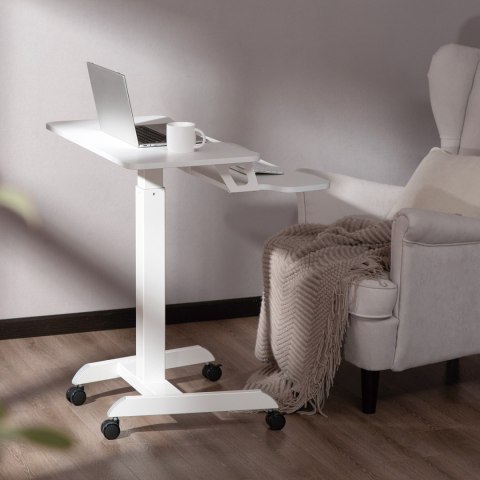 Mobilna stacja robocza z regulacją wysokości i podwójną platformą Ergo Office, do pracy w pozycji stojącej, biała max. 8kg, max Mobilna stacja robocza z regulacją wysokości i podwójną platformą Ergo Office, do pracy w pozycji stojącej, biała max. 8kg, max
