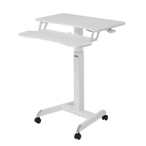 Mobilna stacja robocza z regulacją wysokości i podwójną platformą Ergo Office, do pracy w pozycji stojącej, biała max. 8kg, max Mobilna stacja robocza z regulacją wysokości i podwójną platformą Ergo Office, do pracy w pozycji stojącej, biała max. 8kg, max