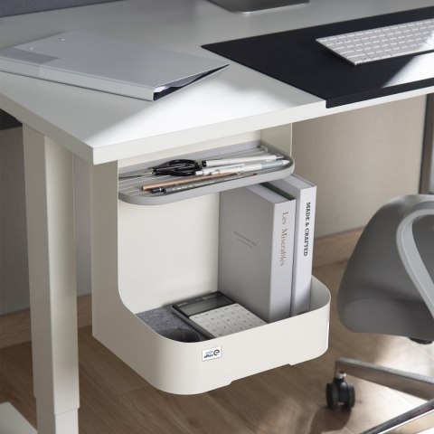 Pojemnik podbiurkowy / organizer z półką na akcesoria Ergo Office, biały, max. 5kg, ER-442 Pojemnik podbiurkowy / organizer z półką na akcesoria Ergo Office, biały, max. 5kg, ER-442