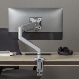 Uchwyt do monitora aluminiowy ze sprężyną gazową Ergo Office, podwójne ramię, vesa 75x75/100x100, 17