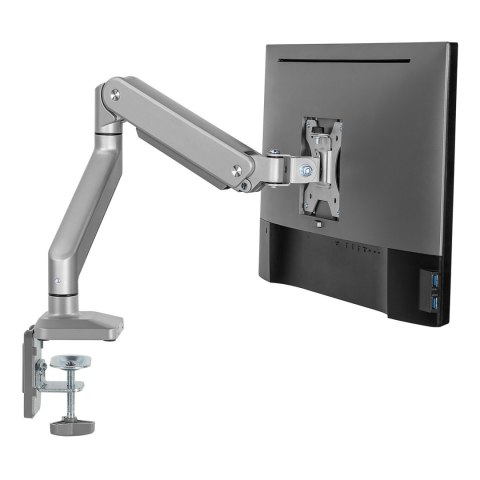 Uchwyt do monitora aluminiowy ze sprężyną gazową Ergo Office, podwójne ramię, vesa 75x75/100x100, 17"-32" 10 kg srebrny, ER-447 Uchwyt do monitora aluminiowy ze sprężyną gazową Ergo Office, podwójne ramię, vesa 75x75/100x100, 17"-32" 10 kg srebrny, ER-447