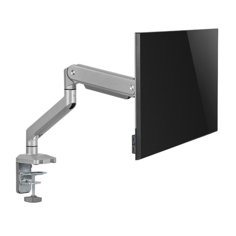 Uchwyt do monitora aluminiowy ze sprężyną gazową Ergo Office, podwójne ramię, vesa 75x75/100x100, 17"-32" 10 kg srebrny, ER-447 Uchwyt do monitora aluminiowy ze sprężyną gazową Ergo Office, podwójne ramię, vesa 75x75/100x100, 17"-32" 10 kg srebrny, ER-447