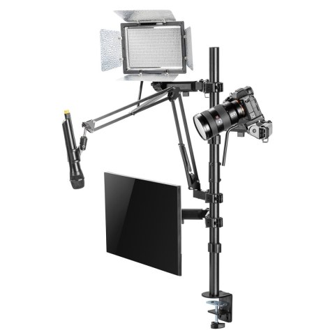 Uchwyt na monitor mikrofon kamerę i naświetlacz All-In-One Studio NanoRS, YouTube, 17"-32", max. 9kg, RS164 Uchwyt na monitor mikrofon kamerę i naświetlacz All-In-One Studio NanoRS, YouTube, 17"-32", max. 9kg, RS164