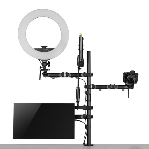 Uchwyt na monitor mikrofon kamerę i naświetlacz All-In-One Studio NanoRS, YouTube, 17"-32", max. 9kg, RS164 Uchwyt na monitor mikrofon kamerę i naświetlacz All-In-One Studio NanoRS, YouTube, 17"-32", max. 9kg, RS164