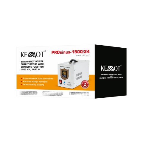 Zasilacz awaryjny KEMOT PROsinus-1500/24 przetwornica z czystym przebiegiem sinusoidalnym i funkcją ładowania 24V 230V 1500VA/ Zasilacz awaryjny KEMOT PROsinus-1500/24 przetwornica z czystym przebiegiem sinusoidalnym i funkcją ładowania 24V 230V 1500VA/