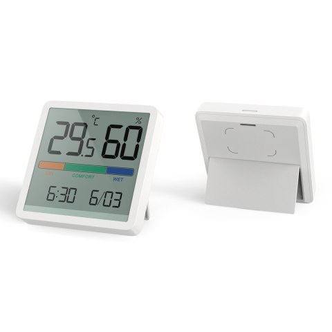 Termometr/higrometr z funkcją zegara i daty, GreenBlue, bateria CR2032, zakres temp. -9.9 st. C do +60 st. C.,GB380 Termometr/higrometr z funkcją zegara i daty, GreenBlue, bateria CR2032, zakres temp. -9.9 st. C do +60 st. C.,GB380