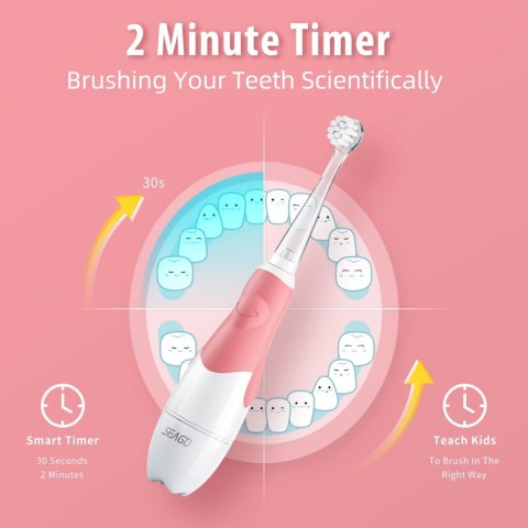 Szczoteczka soniczna dla dzieci SEAGO, kolor różowy, 1xAAA 1,5V (brak w zestawie), 4 końcówki, SG-513 Pink Szczoteczka soniczna dla dzieci SEAGO, kolor różowy, 1xAAA 1,5V (brak w zestawie), 4 końcówki, SG-513 Pink
