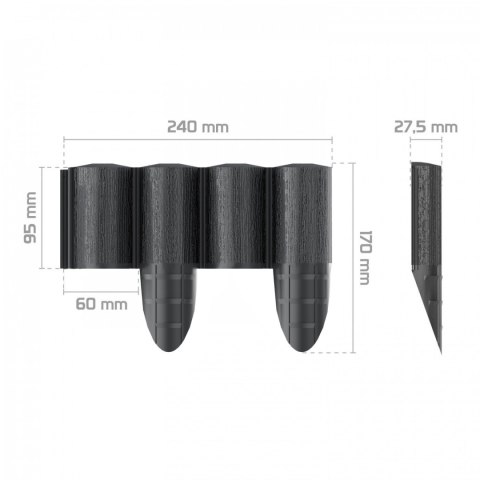 Palisada ogrodowa Cellfast ECO 2,4 m antracytowa Palisada ogrodowa Cellfast ECO 2,4 m antracytowa