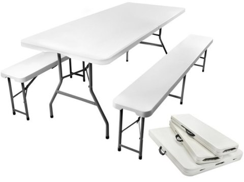 Stół ogrodowy składany 180cm + 2 ławki Stół ogrodowy składany 180cm + 2 ławki