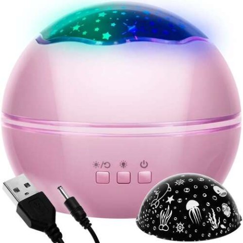 Lampka nocna z projektorem- różowa LP16859 Lampka nocna z projektorem- różowa LP16859