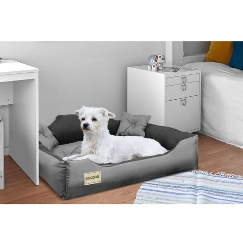 Legowisko z mikrofibry 100x80 / 115x95 cm szaro-czarne Legowisko z mikrofibry 100x80 / 115x95 cm szaro-czarne