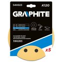 Papier ścierny na rzep 180 mm, K120, 5 szt., z 8 otworami do szlifierki 59G263