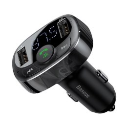 Transmiter fm do samochodu baseus 2x usb, bluetooth - czarny
