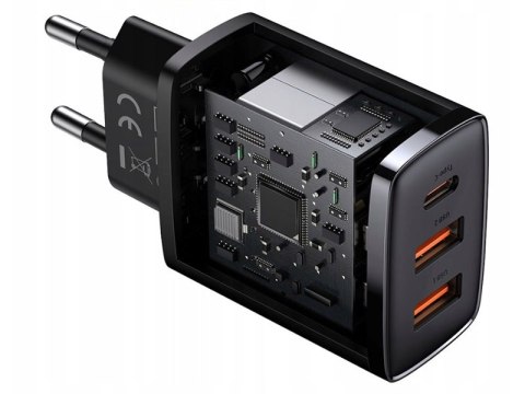 BASEUS Ładowarka sieciowa Baseus Compact Quick Charger, 2xUSB, USB-C, PD, 3A, 30W (CCXJ-E01) Czarna BASEUS Ładowarka sieciowa Baseus Compact Quick Charger, 2xUSB, USB-C, PD, 3A, 30W (CCXJ-E01) Czarna