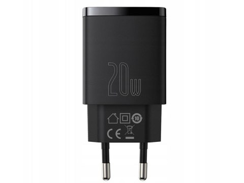 BASEUS Ładowarka sieciowa Baseus Compact Quick Charger, USB, USB-C, 20W (CCXJ-B01) Czarna BASEUS Ładowarka sieciowa Baseus Compact Quick Charger, USB, USB-C, 20W (CCXJ-B01) Czarna