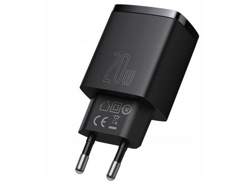 BASEUS Ładowarka sieciowa Baseus Compact Quick Charger, USB, USB-C, 20W (CCXJ-B01) Czarna BASEUS Ładowarka sieciowa Baseus Compact Quick Charger, USB, USB-C, 20W (CCXJ-B01) Czarna