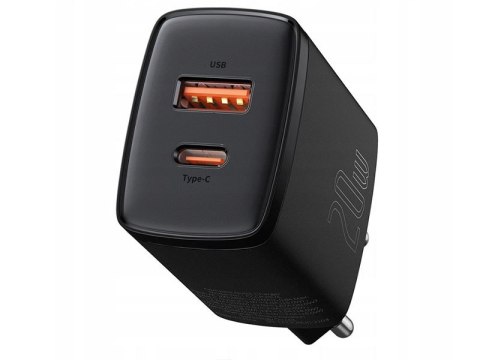 BASEUS Ładowarka sieciowa Baseus Compact Quick Charger, USB, USB-C, 20W (CCXJ-B01) Czarna BASEUS Ładowarka sieciowa Baseus Compact Quick Charger, USB, USB-C, 20W (CCXJ-B01) Czarna