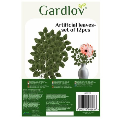 Sztuczne liście 47cm- zestaw 12szt. Gardlov 22557 Sztuczne liście 47cm- zestaw 12szt. Gardlov 22557